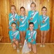 Radost gymnastek ze t�et� medaile v t�to sez�n� spole�n�ch skladeb, III. kolo �esk�ho poh�ru, Plze� 20. 11.